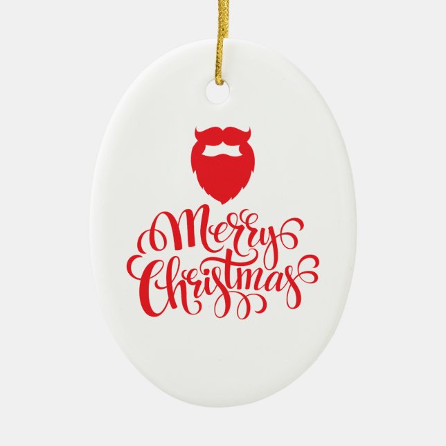 Christmas design Santa beard Ceramic Ornament (Front)