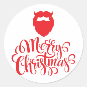 Christmas design Santa beard Classic Round Sticker