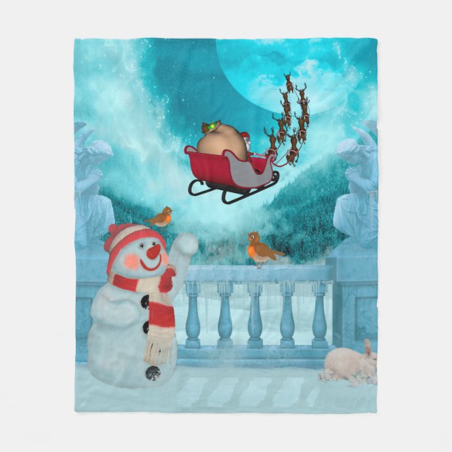 Christmas design, Santa Claus Fleece Blanket (Front)