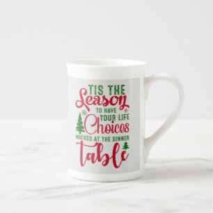 Christmas design season of choices bone china mug