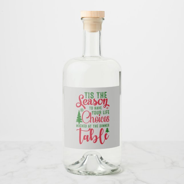 Christmas design season of choices liquor bottle label (Front)