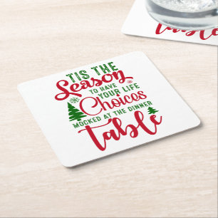 Christmas design season of choices square paper coaster