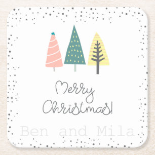 Christmas design square paper coaster
