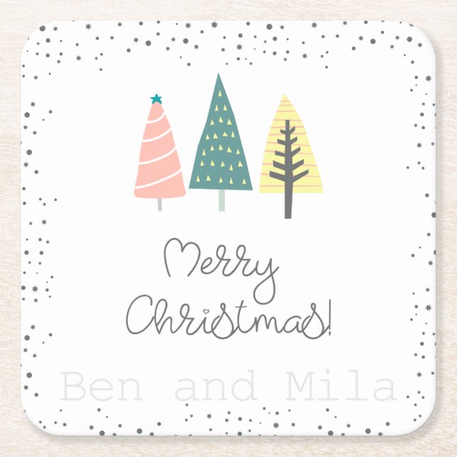 Christmas design square paper coaster (Front)