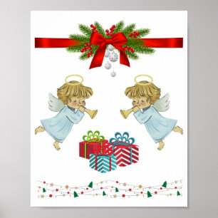 Christmas design with angels poster