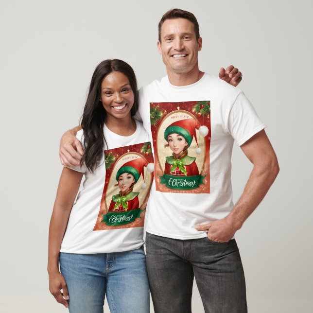 Christmas design with Elf & Santa Claus T-Shirt (Unisex)