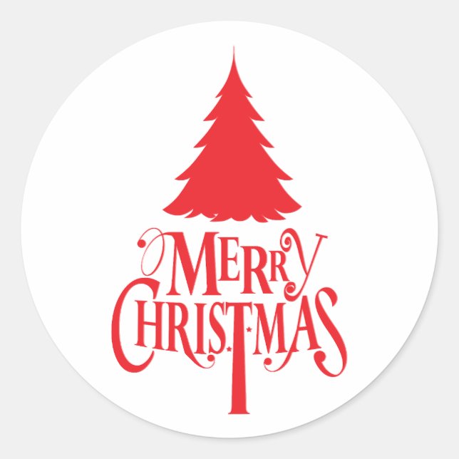 Christmas design with red tree classic round sticker (Front)