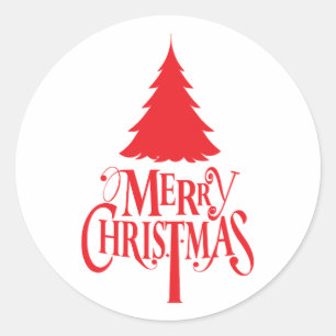 Christmas design with red tree classic round sticker