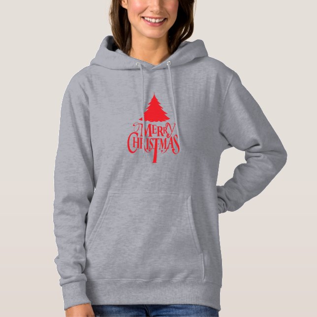 Christmas design with red tree hoodie (Front)