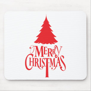 Christmas design with red tree mouse pad