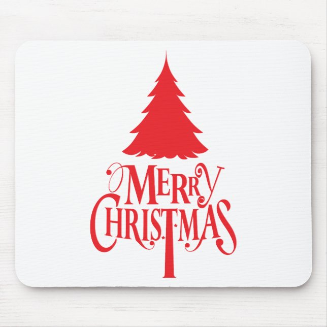 Christmas design with red tree mouse pad (Front)