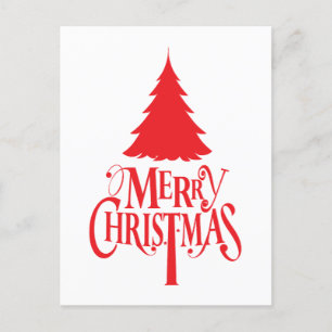 Christmas design with red tree postcard