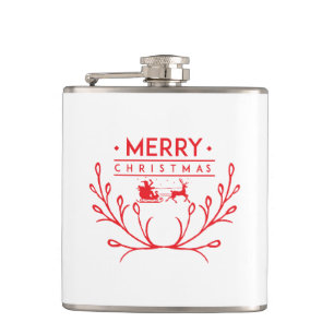 Christmas design with reindeer hip flask