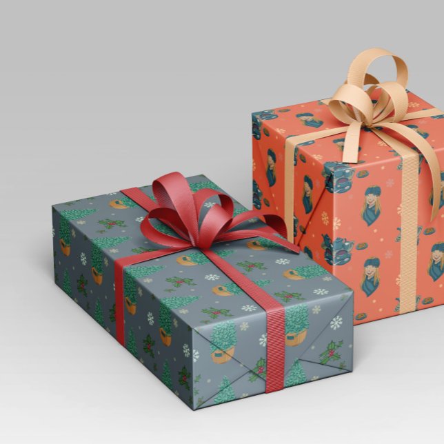 Christmas design with tree, snowflakes and placebo wrapping paper (Creator Uploaded)