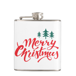 Christmas design with trees hip flask