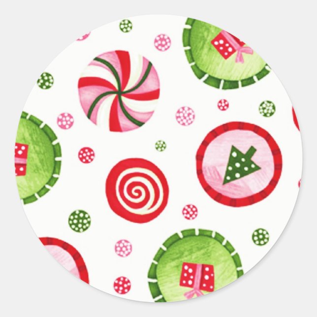 CHRISTMAS DESIGNS CLASSIC ROUND STICKER (Front)