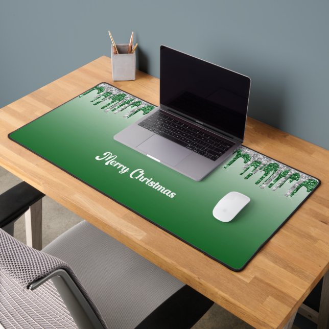 Christmas Desk Mat in Green with Faux Icicles (Office 2)