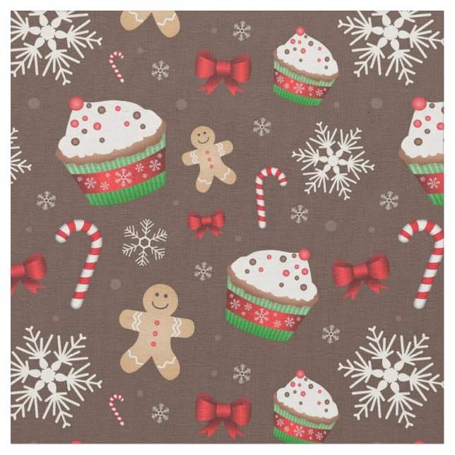 Christmas Dessert Pattern Fabric (Close Up)