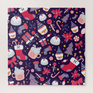 Christmas desserts, vintage starry pattern. jigsaw puzzle