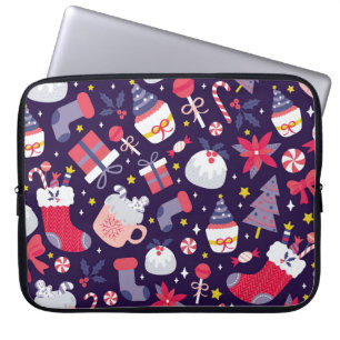 Christmas desserts, vintage starry pattern. laptop sleeve