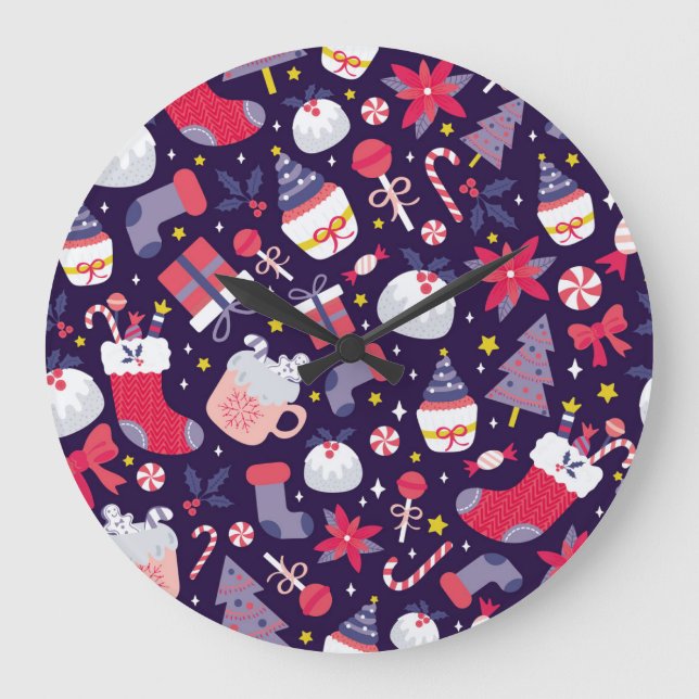Christmas desserts, vintage starry pattern. large clock (Front)