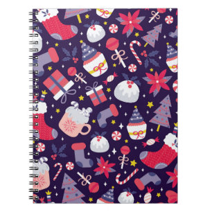 Christmas desserts, vintage starry pattern. notebook