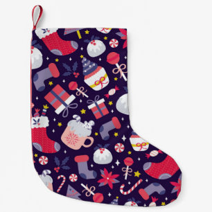 Christmas desserts, vintage starry pattern. small christmas stocking