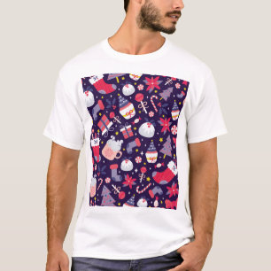 Christmas desserts, vintage starry pattern. T-Shirt