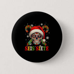 Christmas Dia De Los Muertos Sugar Skull Seis Siet 6 Cm Round Badge