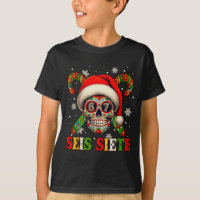 Christmas Dia De Los Muertos Sugar Skull Seis Siet
