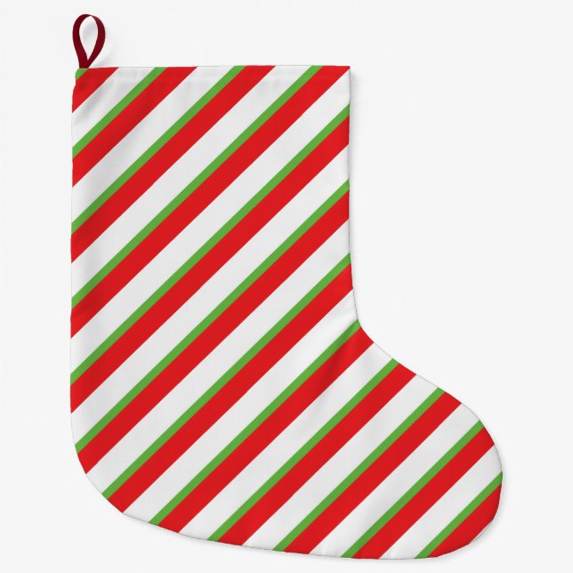 Christmas diagonal lines pattern Stocking (Front)