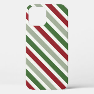 Christmas Diagonal Stripes Candy Cane Gift Pattern iPhone 12 Case