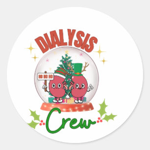 Christmas Dialysis Crew Nurse Tech Matching Classic Round Sticker