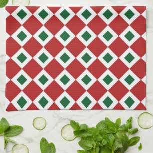 Christmas Diamond Pattern Tea Towel