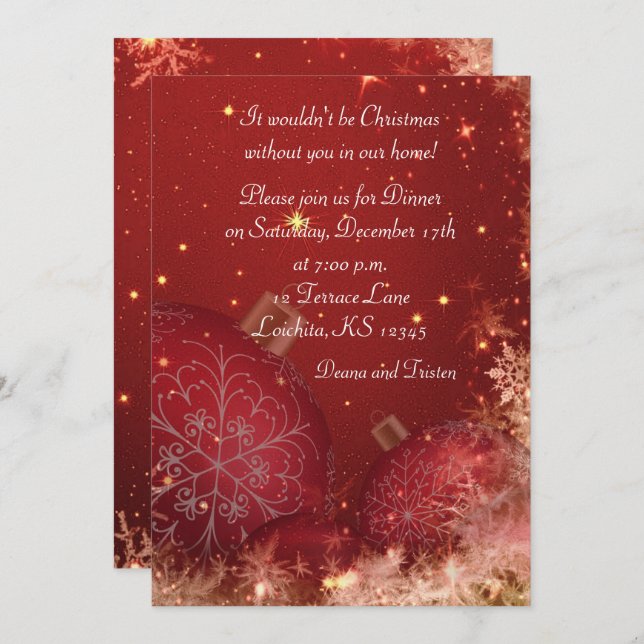 Christmas Dinner Party Invitation (Front/Back)
