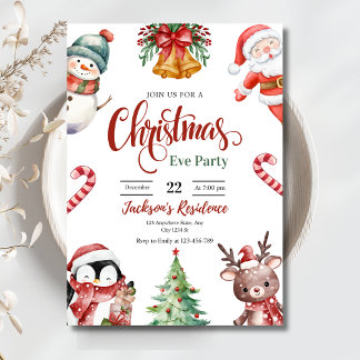 Christmas Dinner Party Invitation, Christmas party Holiday Card
