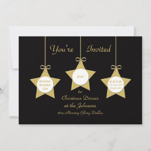 Christmas Dinner Party Invitation Christmas Stars