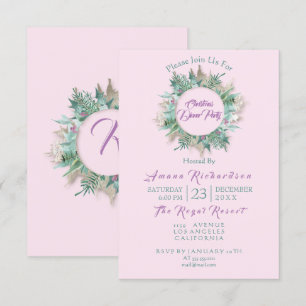 Christmas Dinner Party Invitation Pink Purple Mint