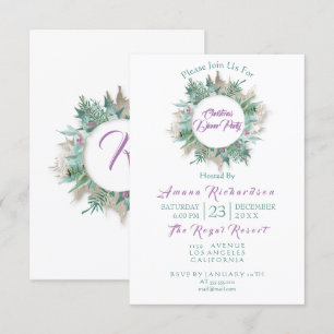 Christmas Dinner Party Invitation Purple Mint