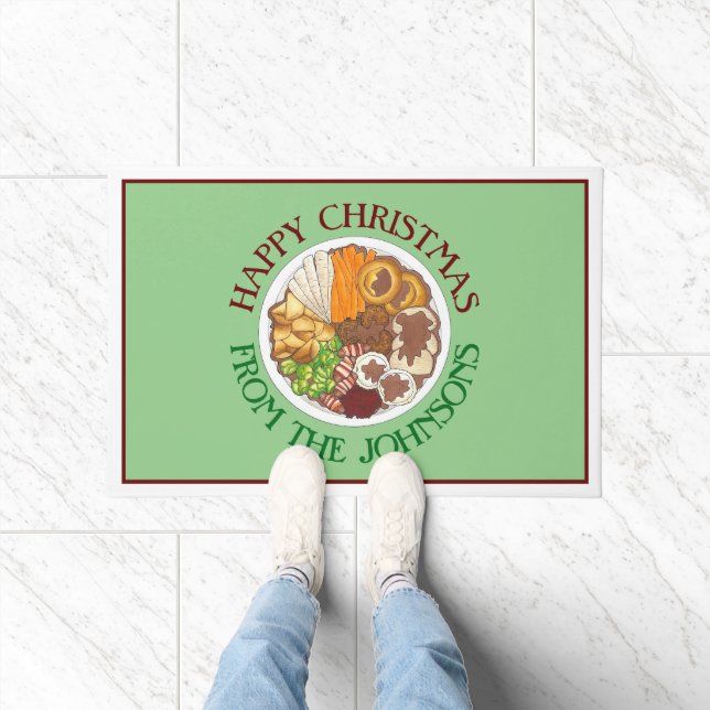 Christmas Dinner Party UK Festive British Food Doormat (Indoor)