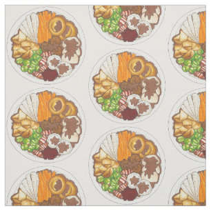 Christmas Dinner Party UK Festive British Food Fabric