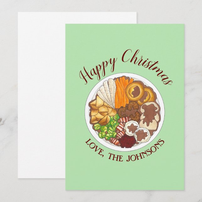 Christmas Dinner Party UK Festive British Food Holiday Card (Front/Back)
