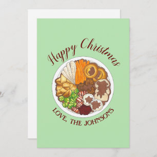 Christmas Dinner Party UK Festive British Food Holiday Card