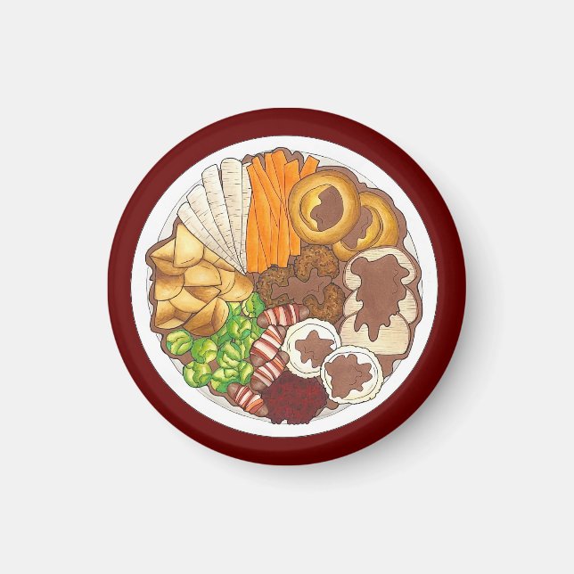 Christmas Dinner Party UK Festive British Food Magnet (Front)