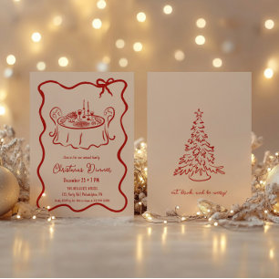 Christmas Dinner whimsical invitation