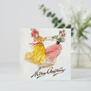 Christmas Dinner with Women Dancing Holiday Card