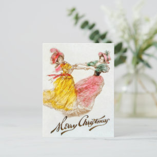 Christmas Dinner with Women Dancing Holiday Postcard