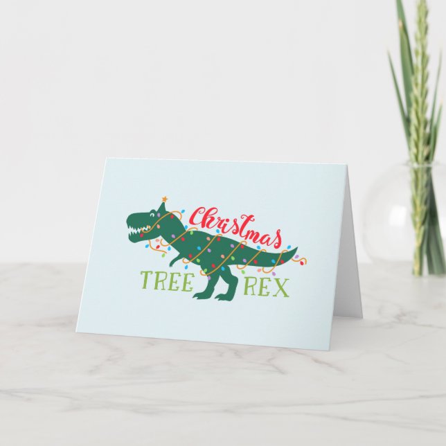 Christmas Dino Dinosaur Funny T-Rex Tree Gift Card (Front)
