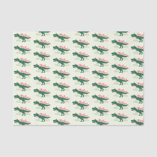 Christmas Dino Dinosaur Funny T-Rex Tree Gift Tissue Paper (Front)