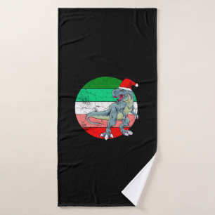Christmas dino elf   bath towel